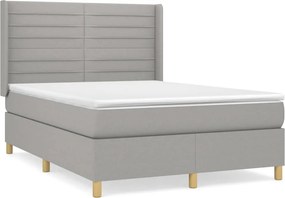 vidaXL világosszürke szövet rugós ágy matraccal 140 x 190 cm