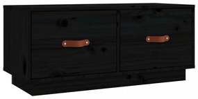 fekete tömör fenyőfa TV-szekrény 80 x 34 x 35 cm