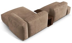 Világosbarna bársony moduláris sarokkanapé (jobb oldali-heverő résszel) Martina – Micadoni