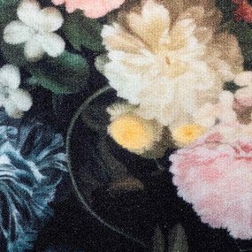 Konyhai szőnyeg Virágos Fekete 300 x 60 cm Bársony