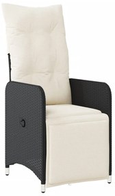 9 részes fekete polyrattan kerti bisztrógarnitúra párnákkal