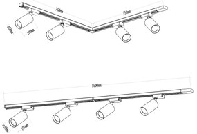 Spotlámpa sínrendszerrel PIPE 4xGU10/10W/230V arany/fekete