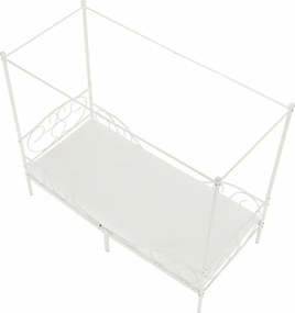 Fém ágyégbolttal, fehér, 90x200, ADELISA
