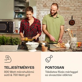 Klarstein Julieta, mikrohullámú sütő grillel, 20 l, 700 / 800 W, Ø 25,5 cm, 8 program