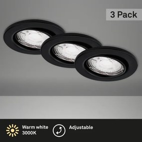 Brilo - KÉSZLET 3x LED Fürdőszobai beépíthető lámpa 1xGU10/5W/230V IP23 fekete