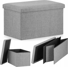 Kárpitozott puff tárolórekesszel, összecsukható paddal, 60x38x38cm Kényelmes XL szürke