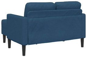 kék anyagból 2 üléses kanapé L-alakú kanapéval 125 cm