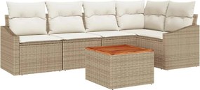 vidaXL Kerti Kanapé Szett tárolóval 6 pcs Beige és krém polirattan