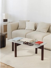 Borvörös dohányzóasztal üveg asztallappal 55x105 cm Kob – noo.ma