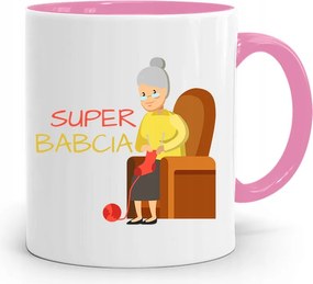 Rózsaszín Bögre Nagymamáknak Szuper Nagymama nyomott mintával