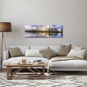 Tó képe (órával) (90x30 cm)