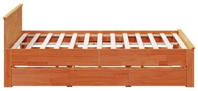 barna tömör fenyőfa ágy matrac nélkül fejtámlával 200 x 200 cm