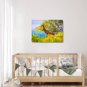 Egy kép egy zsiráfról Afrikában (üvegen) (70x50 cm)