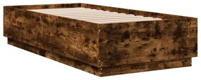 füstös tölgy színű szerelt fa ágykeret LED-del 90 x 200 cm