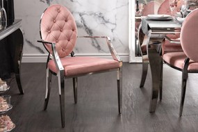 MODERN BAROCK rózsaszín bársony karfás szék