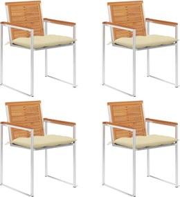 vidaXL 4 db tömör akácfa kerti szék párnákkal