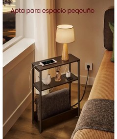 Keskeny oldal asztal töltő funkcióval 3 polcos, 18 x 45 x 58 cm tinta fekete