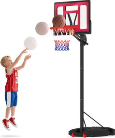 AIYAPLAY Kinti Gyerek Kosárlabda Gyűrű, Magasságban Állítható Kosárlabda Állvány 83x60cm Háttámla, Kerekek, Súlyzsák, Kinti Kosárlabda Rendszer 6 éves