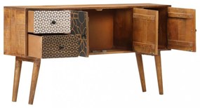 tömör mangófa tálalószekrény nyomtatott mintával 130x30x70 cm