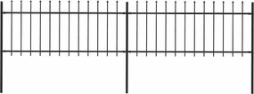 vidaXL fekete acél kerti kerítés lándzsás tetejű 359 x 80 cm