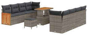 Kerti Kanapé Szett 11 pcs Szürke 90 x 55 x 71 cm polirattan