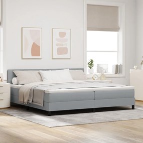 vidaXL Boxspring Ágy Mattal & LED Fénnyel Szürke 200x200 cm Szövet