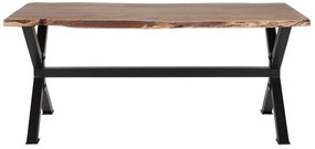 Rusztikus Fa Étkezőasztal Fekete Lábazattal 200 x 95 cm VALBO Beliani