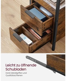 VASAGLE Oldalasztal, éjjeliszekrény beépített elosztóval barna és fekete színben