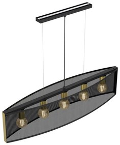 Csillár zsinóron KAGA 5xE27/60W/230V fekete/arany