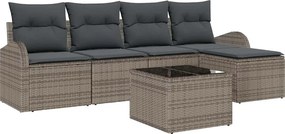 vidaXL Kerti Kanapé Szett 6 pcs Szürke polirattan