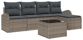 vidaXL Kerti Kanapé Szett 6 pcs Szürke polirattan