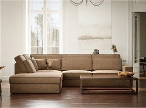 Világosbarna zsenília sarokkanapé (bal oldali-L alakú) Kirou – Maison de Rêve