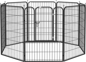 PawHut Kiskutya Játékkerítés - Állat Játékudvar - Kutya Játékkerítés - Formaalakítható Takavásár, Ajtóval, Fém 80 x 100 cm Fekete | Aosom