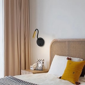 Brilagi -LED Rugalmas fali lámpa USB porttal MAYA LED/3W/230V fekete/arany