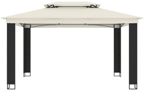 krémszínű acél dupla tetős pavilon 3,94 x 2,96 m