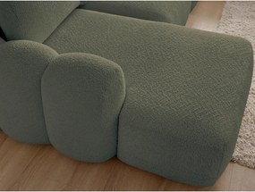 Zöld buklé kinyitható-tárolóhelyes sarokkanapé (bal oldali-heverő résszel) Montaigne – Bobochic Paris