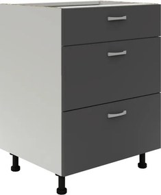 Benita 3 fiókos Alsó konyhaszekrény Antracit-Fehér 60x50x80 cm