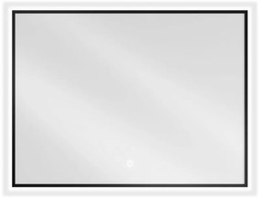 Mexen Erma fürdőszobai tükör, világító, 80 x 60 cm, LED 6000K, páramentes, fekete keret - 9814-080-060-611-70
