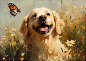 Üveg kép - Boldog kutyus (70x50 cm)