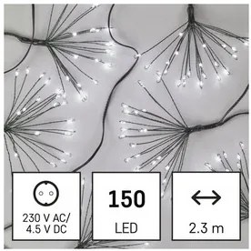 LED fényfüzér – fürtök, nano, 2,35 m, beltéri, hideg fehér, időzítő