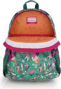 Hátizsák, iskolatáska, cipzáras, GABOL Vida, zöld, trópusi mintás (GA237740L)