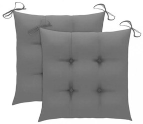 2 db tömör tíkfa kerti szék szürke párnával