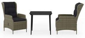 vidaXL 3 részes barna kerti étkezőgarnitúra