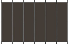 6 paneles barna szövet paraván 300x200 cm