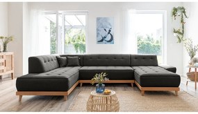 Dazzling Daisy sötétszürke kinyitható U alakú kanapé, bal oldalas - Miuform