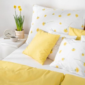 Goldea pamut ágyneműhuzat duo - pitypangok, sárga hátoldal 140 x 200 és 70 x 90 cm