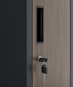 Öltözőszekrény fém munkahelyi mély 2 ajtós antracit/dió, 292x1720x600 mm: BARTEK 1 Plus D600 Eco Design