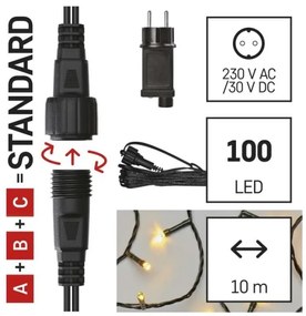 LED Karácsonyi kültéri lánc 100xLED/15m IP44 meleg fehér