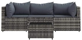 4 részes szürke polyrattan kerti ülőgarnitúra párnákkal