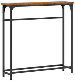 vidaXL Konzolasztal Régi Fa 75x19,5x75 cm Műgyanta és Acél